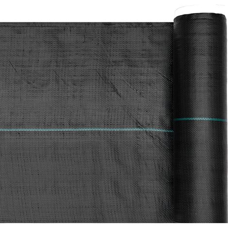 Mophorn Rotolo di Telo Pacciamante Anti Erbe Infestanti 0,4 x 15,2 m, Tessuto da Giardino 90 g/m² in Polipropilene, Barriera per Prato e Serra, Nero (1/5)