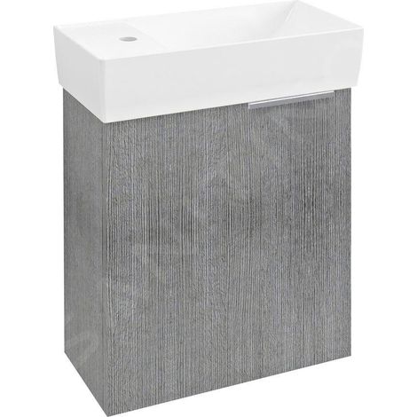 LATUS IX Meuble sous-vasque 44x50x22cm, chêne argenté (1/3)