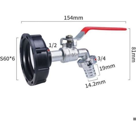 Robinet de réservoir - 1000L - Résistant au gel - Raccord 1/2" - Levier en acier (1/4)