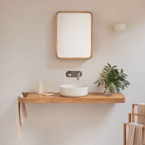 SKLUM Hängendes Badezimmermöbel-Set 130x45 cm aus Teakholz Neill (1/5)