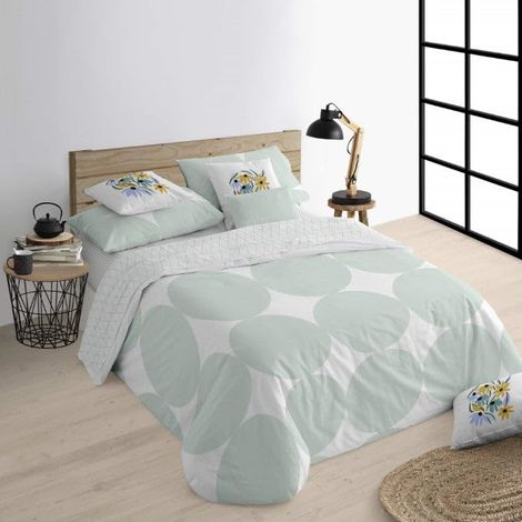 Housse de Couette pour lit 105 (180 x 220 cm) Tissu : 100% Coton Biologique. 175 Fils. Modèle : Portmore Mint (1/5)