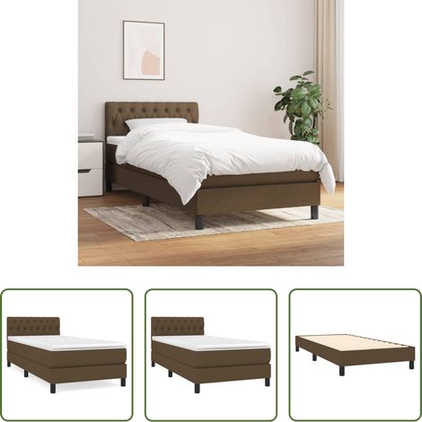 vidaXL Tête de lit réglable - Sommier à lattes de lit avec matelas Marron foncé 90x190 cm (1/5)
