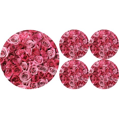 Juego de manteles individuales redondos 1+4 - rosas de San Valentín (1/2)