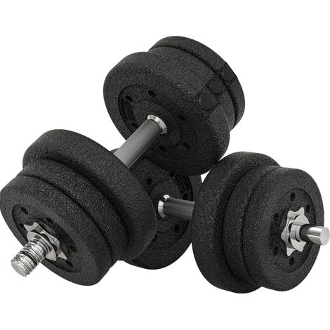 CHICFURN Set di Manubri Regolabili 25 kg in Acciaio Nero per Casa, Ufficio e Sala Fitness (1/5)