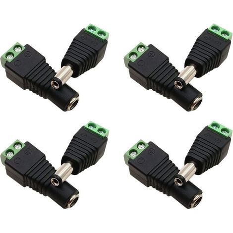 Lot de 4 connecteurs DC 5,5 x 2,1 mm mâle femelle 12V, prises d'alimentation pour caméra CCTV et bande LED LIAIKI (1/5)