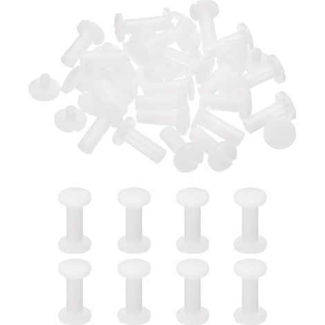 16mm Split Head Plastic Screw 5.5mm OD Binding Rod Rivets White Connectors for Leather Belt Scrapbook Photo Albums 20 (1/5)