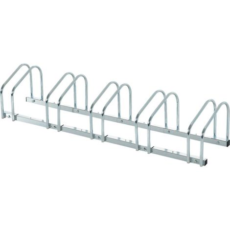 Râtelier 5 vélos range-vélos support de rangement pneu 65 mm sol ou mural pour VTT enfants BMX 145 x 33 x 27 cm acier argent