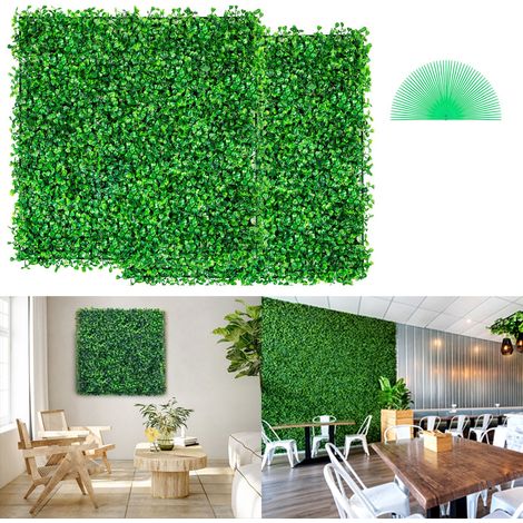 Panneau de buis artificiel 12 pièces 25x25 cm, mur végétal décoratif, écran d'intimité résistant aux UV pour jardin intérieur et extérieur. (1/5)