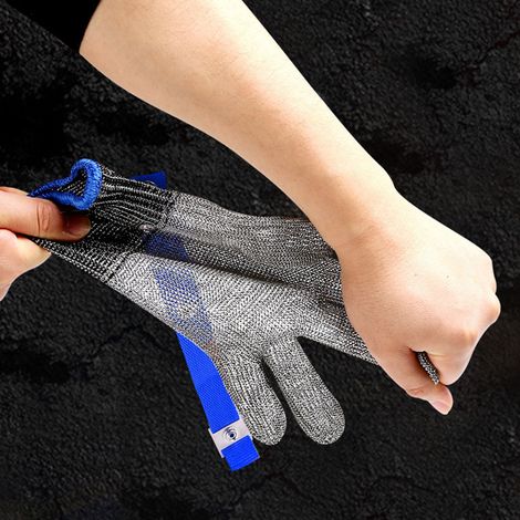 Gants en fil d'acier avec boucles, résistants aux coupures, aux perforations et antidérapants, gants de protection pour la pêche aux leurres et les travaux de découpe. (1/5)