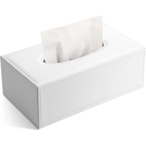 Boîte à mouchoirs en cuir Moderne Blanc pur (1/4)
