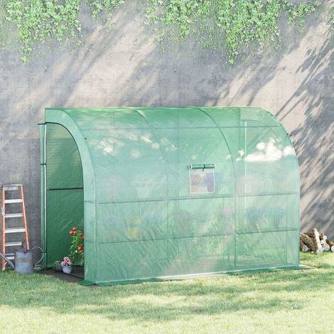 Serre de jardin avec bâche en plastique résistant aux UV, 3 niveaux, portes zippées, verte