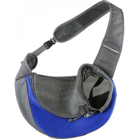 Sac Fourre-Tout Pour Chien - Maille Respirante Et Tissu Oxford - Bandoulière Réglable Avec Cordon De Serrage Et Pochette Intégrée - Taille S - Indigo (1/5)