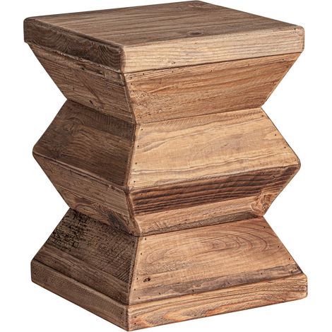 Tabouret rustique marron en bois vieilli et fer style authentique - Marron bois vieilli naturel (1/3)