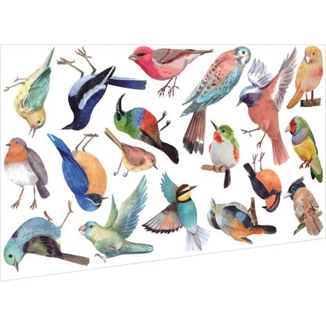 Autocollant Mural Oiseau en Pvc, Facile à Enlever et Résistant la Décoloration, Décor Moderne pour Salon ou Chambre D'garçon et Filles, 1 Feuille D'autocollants Décoratifs (1/5)