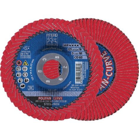Disco lamellare POLIFAN CO SGP CURVE STEELOX D.125 mm granulazione 60 conico M (confezione da 10)