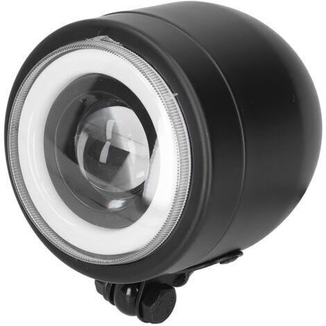 Vintage runder LED-Scheinwerfer in Angel-Eye-Form, Frontlampe geeignet für Cruiser, Chopper, Bobber und Cafe Racer Motorräder, weißes Licht (1/5)