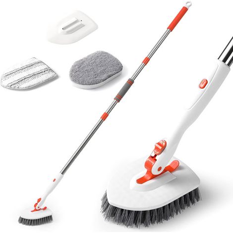 Brosse de terrasse, brosse de nettoyage pour baignoire, extensible de 60 à 133 cm, pour salle de bain, sols et baignoires. (1/5)