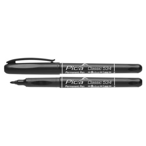 Marcadores permanentes PICA con punta tipo bala medio, secado rápido, 4 colores.