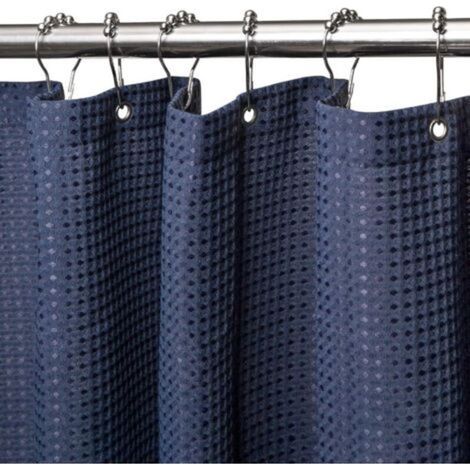 Shower curtain, mildew-resistant fabric - 182x182CM (dark blue) Heavy-duty shower curtain with weighted hem