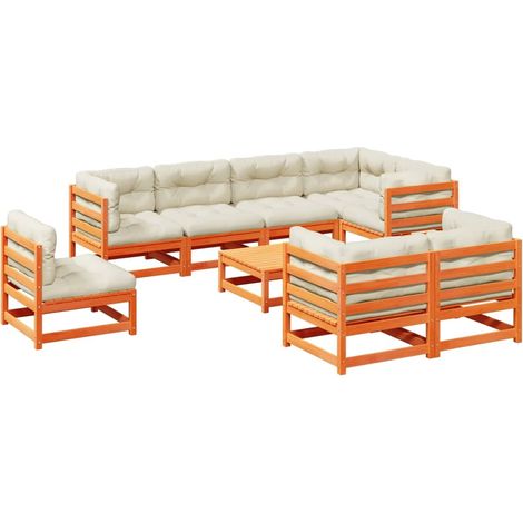Maison Exclusive - Set de sofás jardín 9 pzas con cojines madera (1/5)