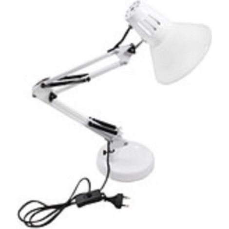 Trade Shop - SCHREIBTISCHLAMPE MIT GELENKARM E27 ANSCHLUSS TISCHLEUCHTE FÜR BÜRO - Weiß