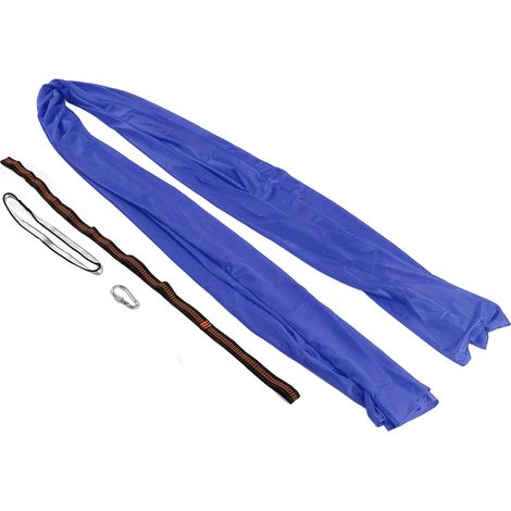 Enfant hamac élastique balancelle lit suspendu intérieur extérieur 100x280cm bleu foncé (1/5)