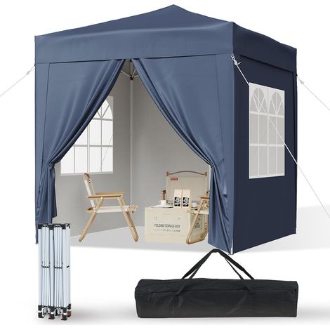 Aoxun Pop Up Pavillon 2x2m étanche avec 4 Panneaux Latéraux, Structure Métallique, Hauteur Réglable, sac de Transport inclus pour Camping et Fêtes