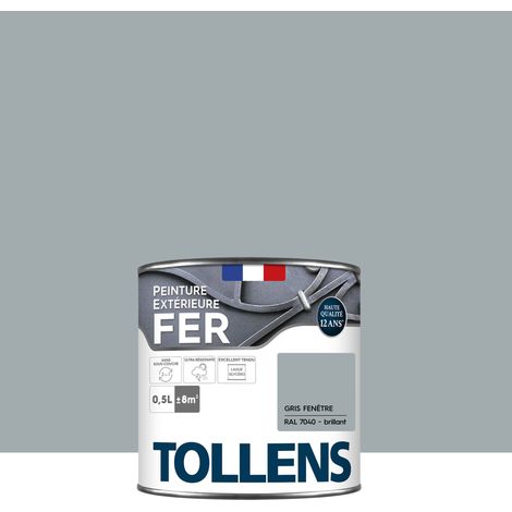 Tollens – Peinture fer extérieure brillante 0,5L – Ultra résistante, séchage rapide – Antirouille pour métaux ferreux – Couverture 8m²