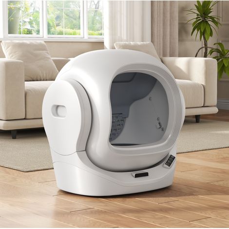 Lettiera automatica connessa con app, 68 L, contenitore 8 L, bianca OKMYHOME