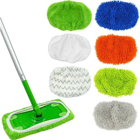 7 Pièces Lingettes Reutilisable pour Swiffer Sweeper, Tampons De Vadrouille en Microfibre, Tampon à Vadrouille Réutilisable, Mop Remplacement (1/5)