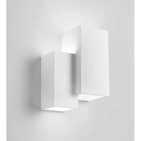 TrAdE Shop Traesio - Applique Parete In Gesso 2 Rettangoli Incastonati Bianco Ip20 Gs-e39 Verniciabile - (1/5)