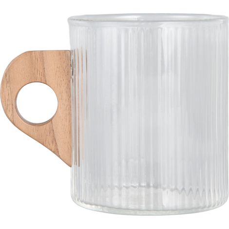 Glas-Kaffeebecher mit Holzgriff, vertikalem Bohnenmotiv, ideal für Reisen, Zuhause, Küche, Restaurant, Whisky, 280 ml (1/5)