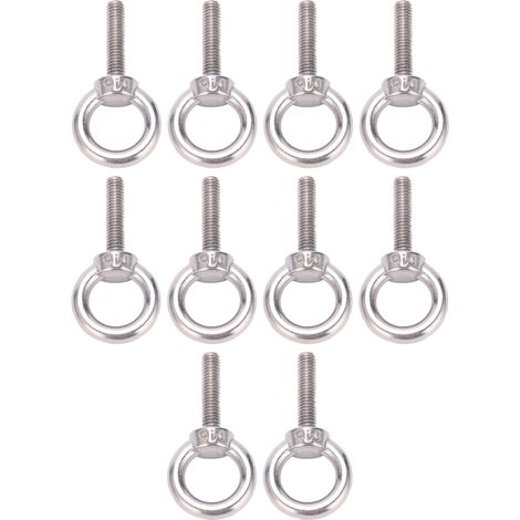 Lot de 10 Crochets à Oeil M6x25 en Acier Inoxydable 304, Vis de Levage Ronde avec Anneau, Fixations Quincaillerie (1/5)