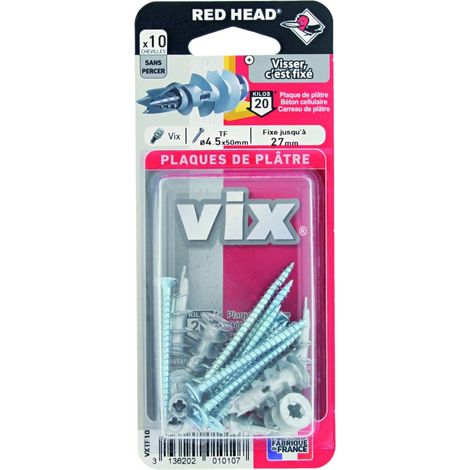 Packung mit 10 vix RED HEAD Dübeln und Schrauben, Durchmesser 12 x Länge 30 mm RED HEAD