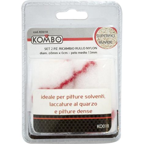 SET 2PZ RICAMBIO RULLO IN NYLON 6CM PELO MEDIO 13MM