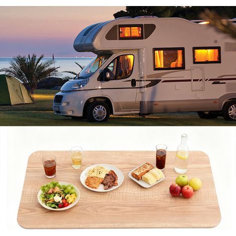 Plateau de table de remplacement pour camping-car, 80 x 40 cm (31,49 x 15,74 po), en bois massif monobloc, pour terrasse de bateau, remorque, camping-car, yacht, salle à manger ou espace de travail. (1/5)