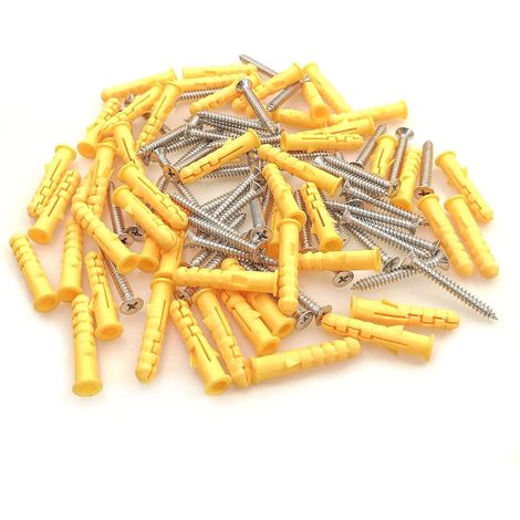 50 PCS M8 x 40mm Jeu de chevilles murales et de vis en acier inoxydable, kit de vis et d'ancrages à expansion en plastique (1/5)