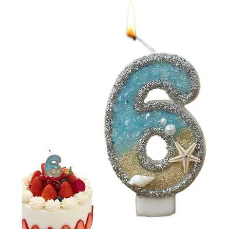 Bougies d'anniversaire,bougies d'anniversaire avec chiffres Bougies numériques de bougie de gâteau numériques étoile de mer bleue 0-9, décorations de gâteaux, bougies de fête pour fêtes d' (1/5)