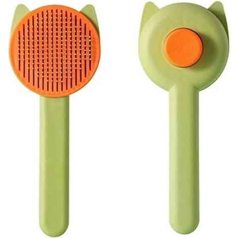 Brosse pour chat - MARQUE - Brosse de toilettage rose - ABS et Acier inoxydable - Nettoyage facile en un clic (1/4)