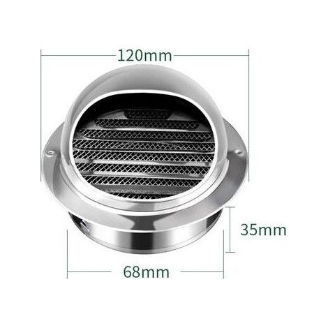 Grille de ventilation, conduit d'évacuation d'air rond en acier inoxydable avec moustiquaire (polie plus épaisse de 70 (1/5)