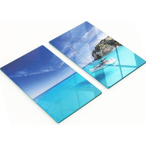 Tablas de cocina de vidrio templado con gr谩ficos de veleros de Menorca 2x30x52 cm (1/5)