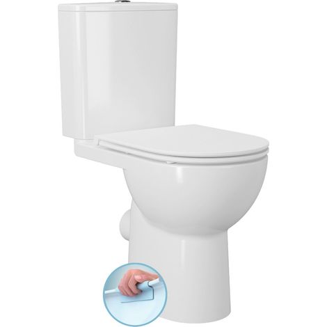 WC combiné SANIVEX, assise surélevée, sans rebord, siphon en S/siphon en P, blanc (1/4)