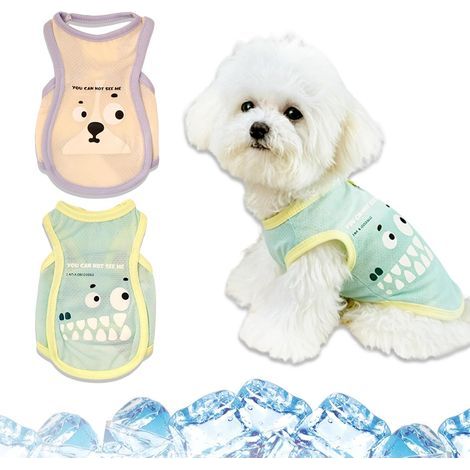 Lot De 2 Gilet Rafraichissant Chien, été Respirante Glace Gilet Rafraichissant pour Chien en Maillage, Taille M (Poitrine 40cm / Dos 30cm) 2,5-3kg pour Activités Intérieur Extérieures (1/5)