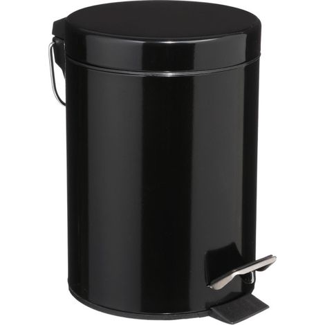 Five Simply Smart – Poubelle de salle de bain 3L en métal noir – Système à pédale – Seau amovible pour nettoyage facile – Dimensions D. 17 x H. 24 cm (1/4)