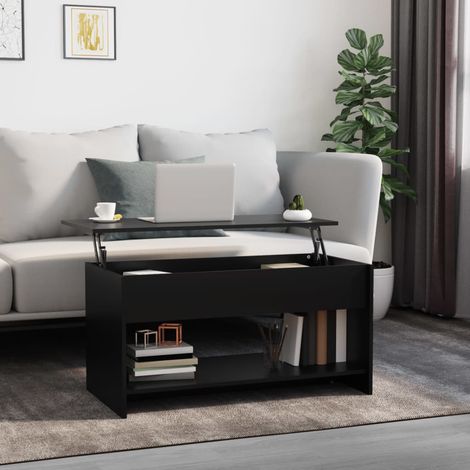 Table basse Table de salon Bout de canapé Noir 102x50x52,5 cm Bois d'ingénierie 83077 (1/5)