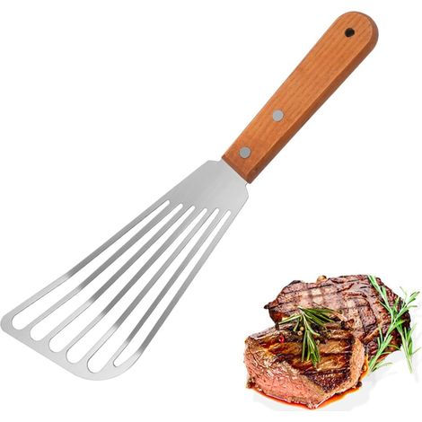 Spatule Inox Cuisine, Pelle à Poisson en Acier Inoxydable, Petite Spatule pour Filets avec Manche Ergonomique (1/5)