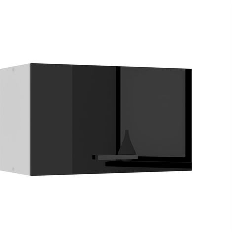 Belini – Meuble haut de cuisine mural noir brillant – Armoire avec poignée en métal – Dimensions 29,6 x 60 x 36 cm – 1 porte avec fermeture silencieuse - SGP60 (1/5)