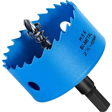 HYCHIKA Scie Cloche 68 mm, Couteau De Trou Bi-métal, Foret En Hss M42 Pour Bois, MéTal Souple Et Plastique (Plaques De Gypse Et Cloison SèChe), Avec Foret SéParable Et Clé Allen (1/5)