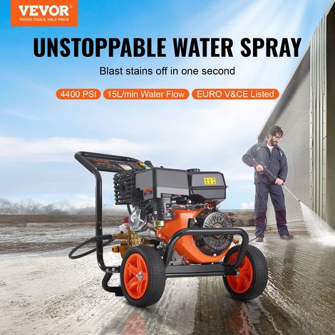 Nettoyeur haute pression à essence, 4400 PSI, laveuse haute pression à gaz, 15 L/min, avec pompe en cuivre, pistolet pulvérisateur,… (1/5)