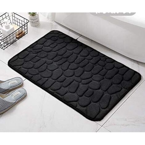 Tapis de bain antidérapant en mousse à mémoire de forme, tapis de sol antidérapant, tapis de toilette,40 x 60 cm, noir (1/5)